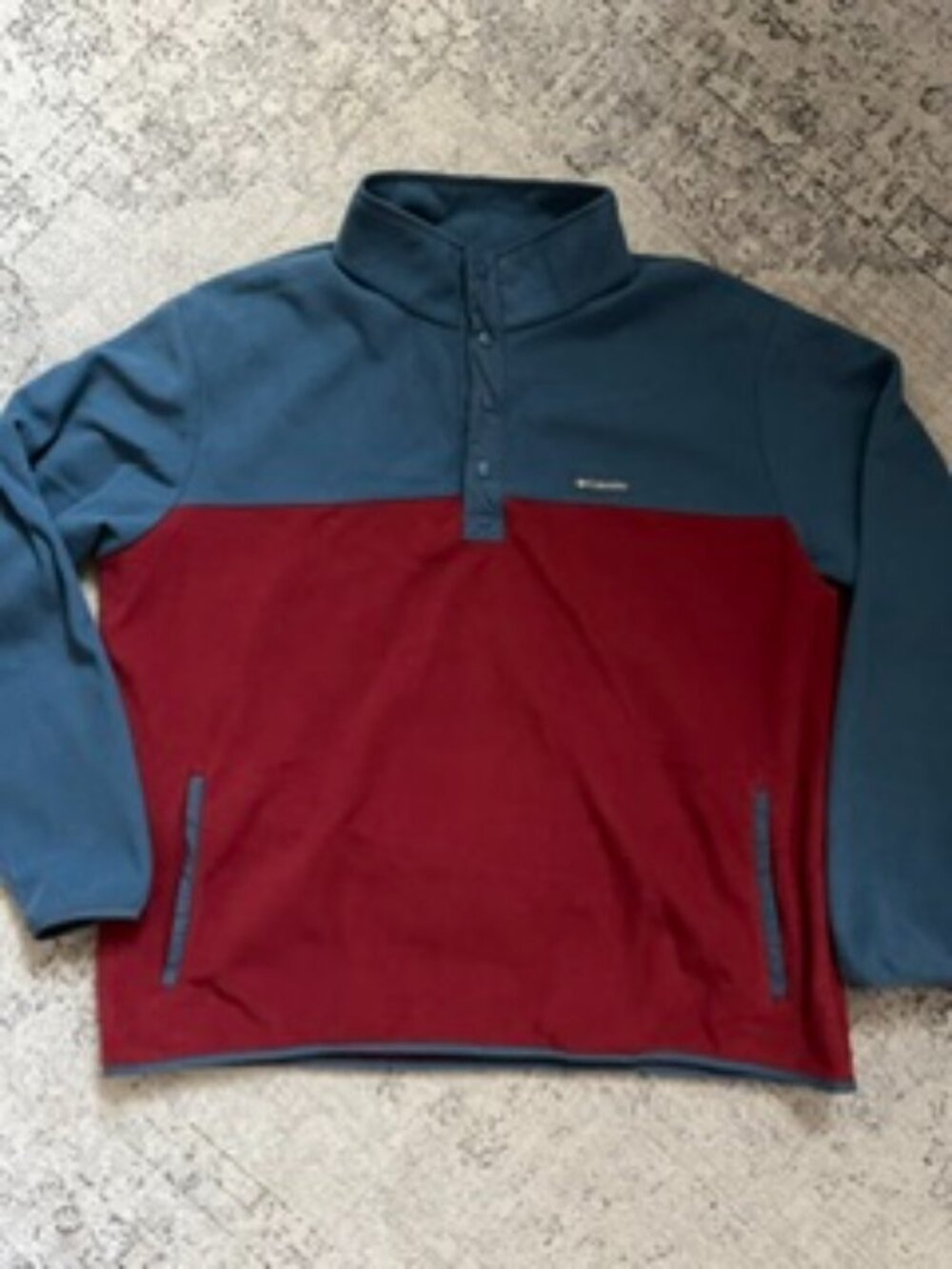 Men's Two-Tone Quarter-Snap Pullover Sweatshirt - Blue & Burgundy
